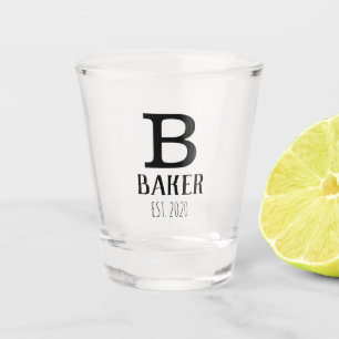 Name Family Simple Typography Text Monogram Black Shot Glass