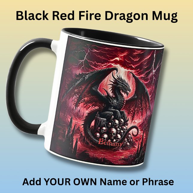 Name, Fantasy Fire Dragon with Skulls  Mug (Creator Uploaded)