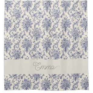 Name French Country Toile de Jouy Blue Pattern