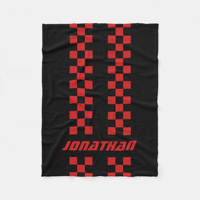 Name Fully Custom Colors Double Checkered Stripes Fleece Blanket (Front)