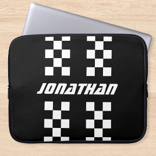 Name Fully Custom Colors Double Checkered Stripes Laptop Sleeve