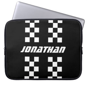 Name Fully Custom Colors Double Checkered Stripes Laptop Sleeve