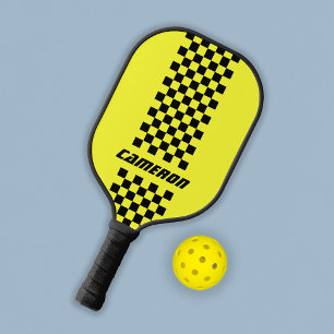 Name Fully Custom Colors Double Checkered Stripes Pickleball Paddle