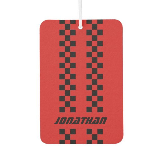 Name Fully Custom Colours Double Chequered Stripes Air Freshener (Front)