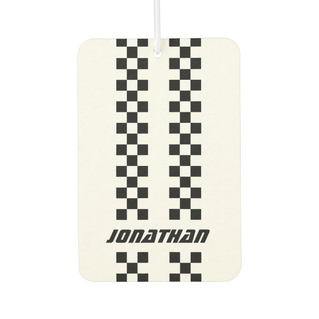 Name Fully Custom Colours Double Chequered Stripes Air Freshener (Front)