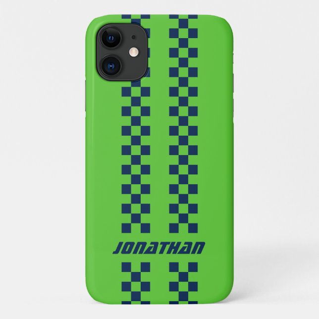 Name Fully Custom Colours Double Chequered Stripes Case-Mate iPhone Case (Back)
