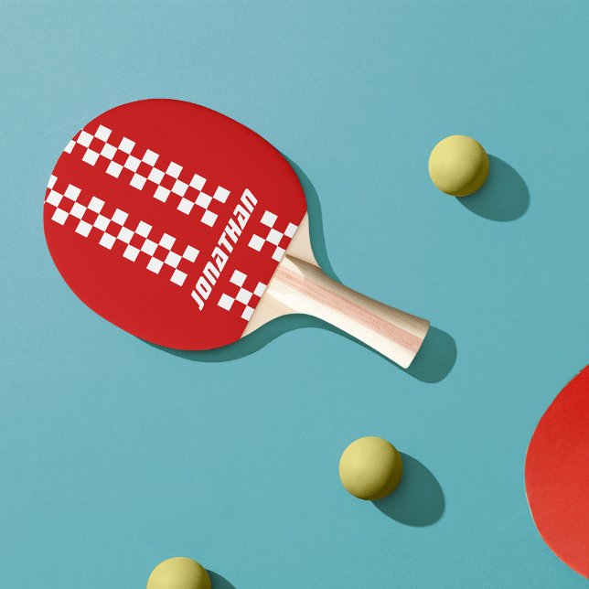Name Fully Custom Colours Double Chequered Stripes Ping Pong Paddle (Creator Uploaded)