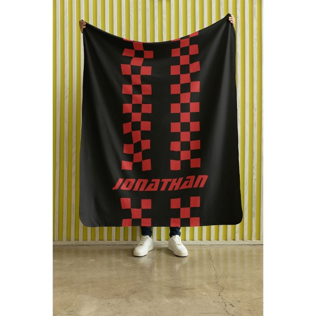 Name Fully Custom Colours Double Chequered Stripes Sherpa Blanket (Creator Uploaded)