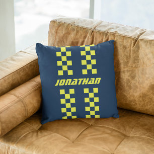 Name Fully Custom Colours Double Chequered Stripes Throw Pillow