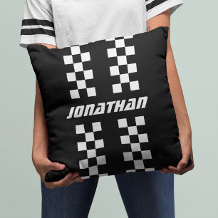 Name Fully Custom Colours Double Chequered Stripes Throw Pillow