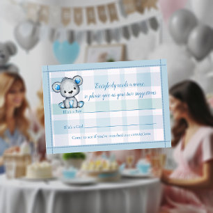 Name Game Cute Bear Boy Baby Shower Game Enclosure Card