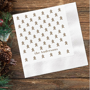 Name, Gingerbread Man Cookies Holiday Paper Napkin