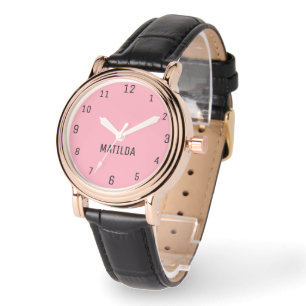 Name Girl Boy Women Men   Baby Pink Elegant Watch