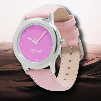 Name Girl Boy Women Men | Bubblegum Pink Elegant Watch
