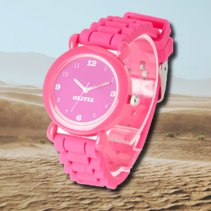 Name Girl Boy Women Men Neon Pink Stylish Watch
