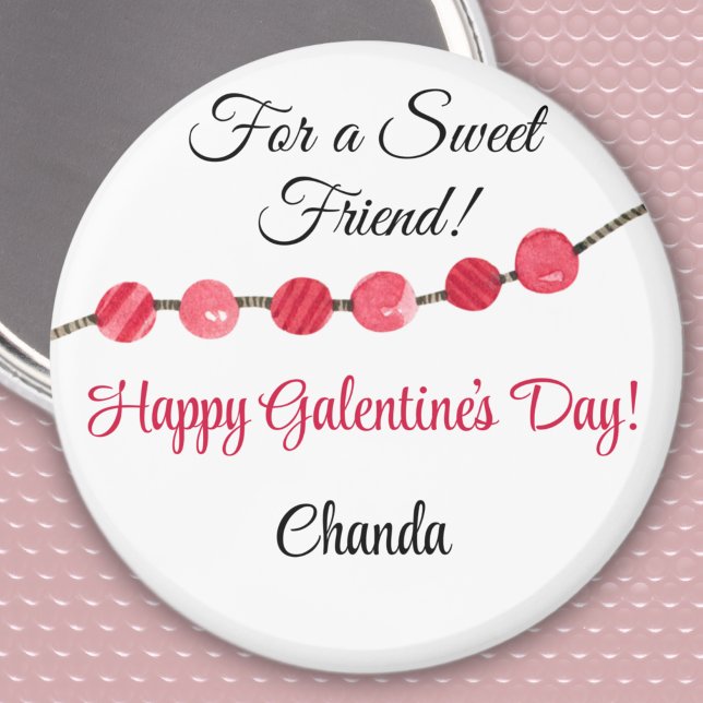 Name | Girly Happy Galentine's Day 2.25-in Round Magnet (Creator Uploaded)