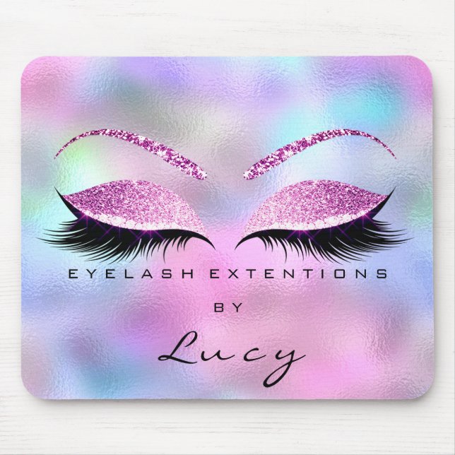 Name Glitter Makeup Beauty Studio Lash Pink Blue Mouse Pad (Front)