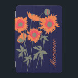Name graphic orange poppies floral case cover<br><div class="desc">Beautiful bold graphic orange flower case in orange,  olive green and navy shades. Personalize with your name. Currently reads Marianne.  Uniquely designed by Sarah Trett for www.mylittleeden.com</div>