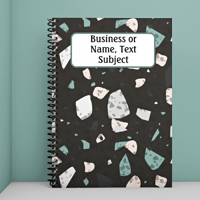 Name, Green & Earth Tone Chips Terrazzo Pattern Notebook (Creator Uploaded)