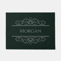 Name Green Elegant Custom Doormat | Editable