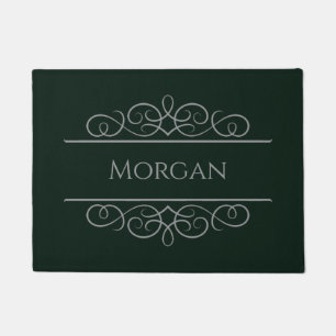 Name Green Elegant Custom Doormat Editable