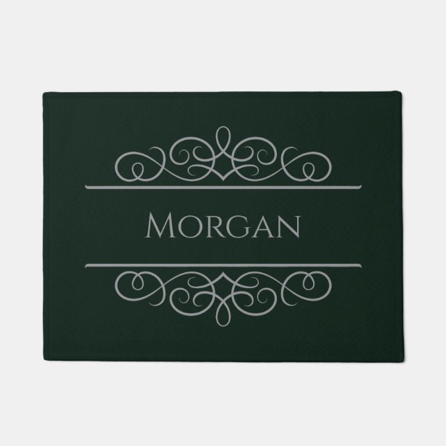 Name Green Elegant Custom Doormat | Editable (Front)