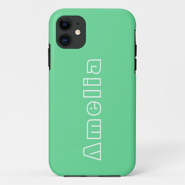 Name Green Modern Simple Typography Case-Mate iPhone Case (Back)