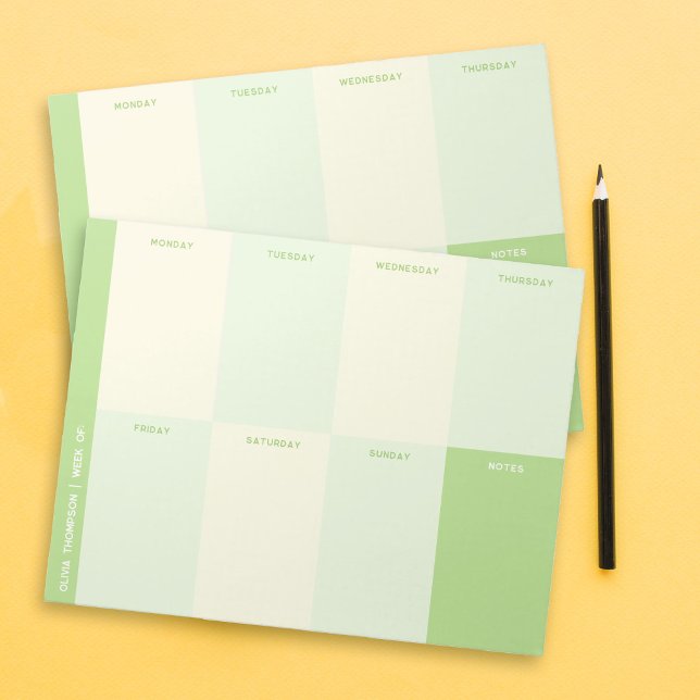 Name Green School Weekly Planner Notepad (Creator Uploaded)