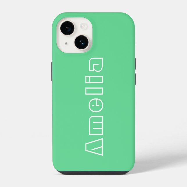 Name Green Simple Modern Typography iPhone Case (Back)