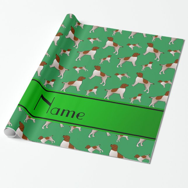 Name green Wirehaired Pointing Griffon dogs Wrapping Paper (Unrolled)