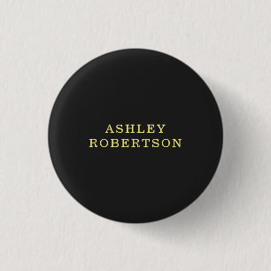 Name Grey Yellow Professional Stylish Minimalist 1 Inch Round Button