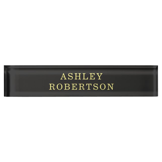 Name Grey Yellow Professional Stylish Minimalist Nameplate (Front)