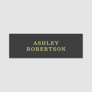 Name Grey Yellow Professional Stylish Minimalist Tag