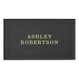 Name Grey Yellow Professional Stylish Minimalist Tag