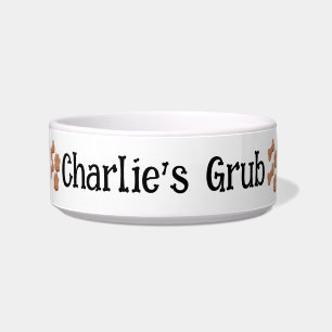 'Name Grub' & Pet Dog Treat, Personalized Bowl