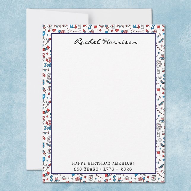 Name, Happy Birthday America Patriotic Flat Card (Creator Uploaded)