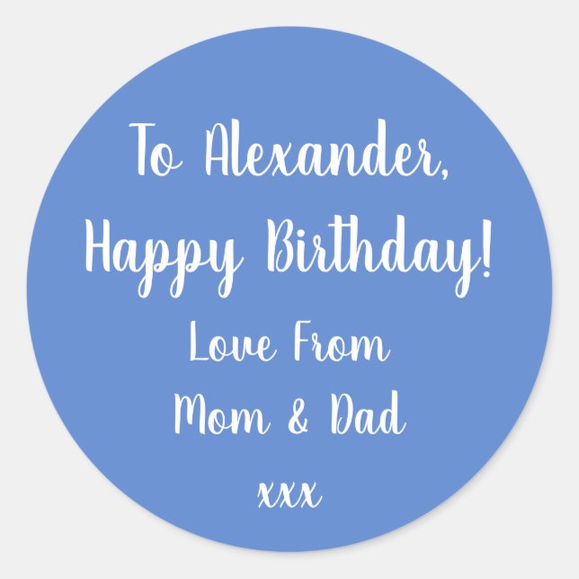 Name Happy Birthday Pastel Blue gift tag (Front)