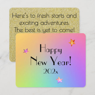 Name    Happy New Year Gradient Rainbow and Gold  Holiday Card
