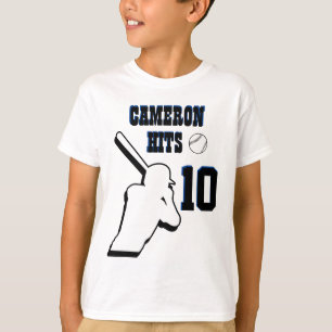 Name hits number custom Baseball birthday T-Shirt