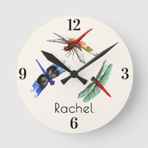 Name    Home Office Watercolor Dragonflies 8-in Round Clock