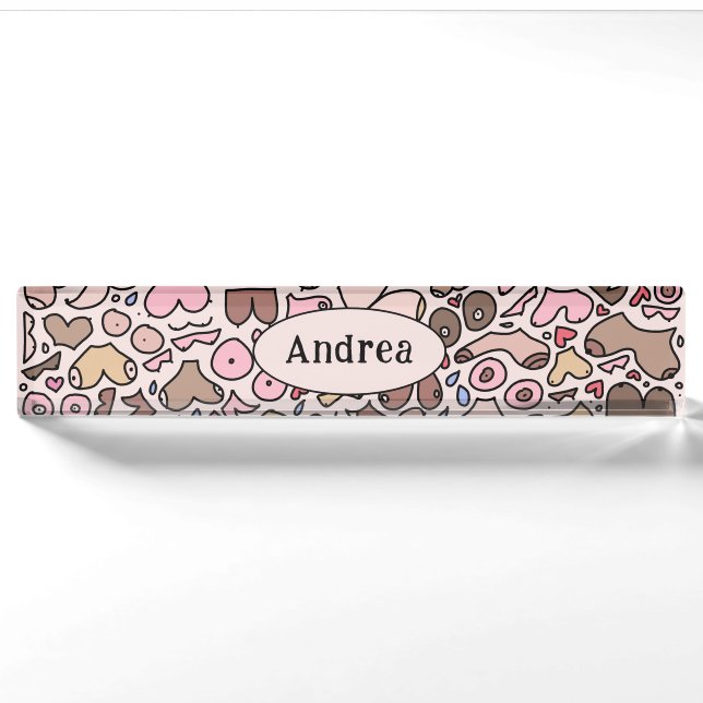 Name humour neutral breast pattern nameplate (Front)