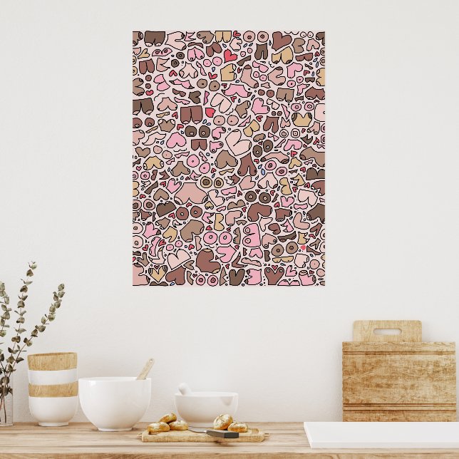 Name humour neutral breast pattern poster (Kitchen)