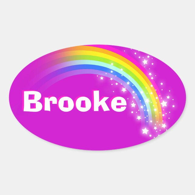 Name ID Brooke purple pink rainbow stickers (Front)