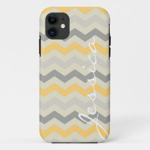 Name id grey yellow chevron zigzag zig zag pattern iPhone 11 case