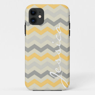 Name id grey yellow chevron zigzag zig zag pattern iPhone 11 case
