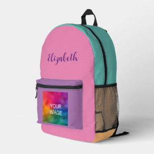 Name Image Colourful Custom Calligraphy Script Printed Backpack