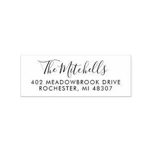 Name in Hand Lettered Script Return Address Rubber Stamp