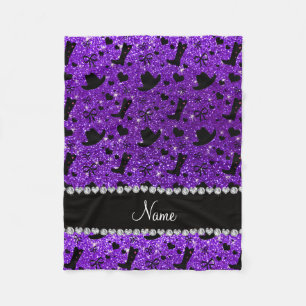Name indigo purple glitter cowboy boots hats fleece blanket