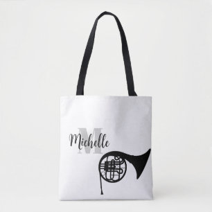 name, initial & black treble clef music Guitar Tot Tote Bag