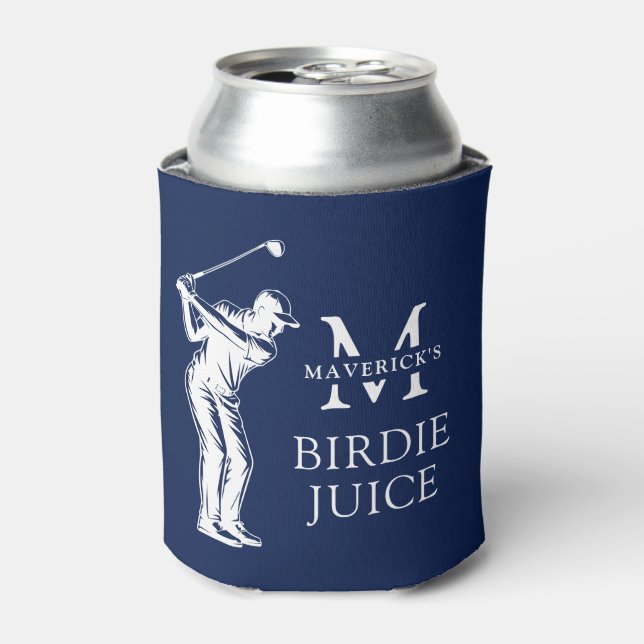 Name & Initial Funny Birdie Juice Golf Can Cooler (Can Front)